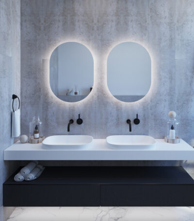 Backlit Oval Washroom Smart Mirror