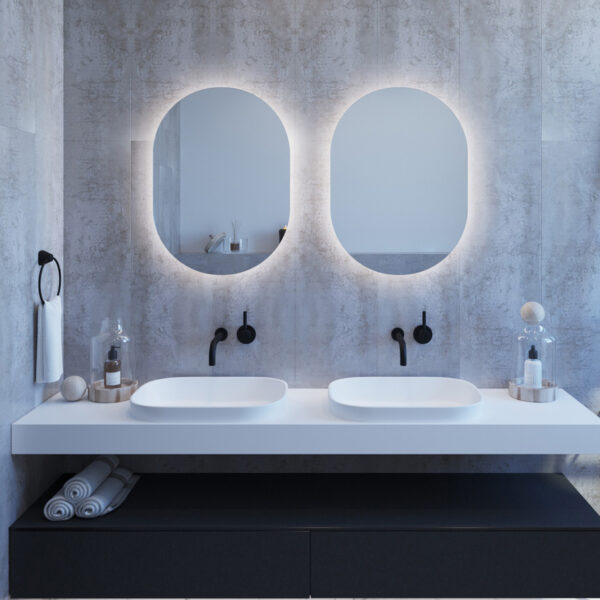 Backlit Oval Washroom Smart Mirror