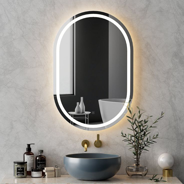 Front Light Oval Shape LED Mirror