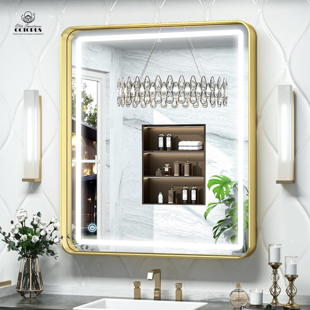 Stylish Golden Frame Smart Mirror